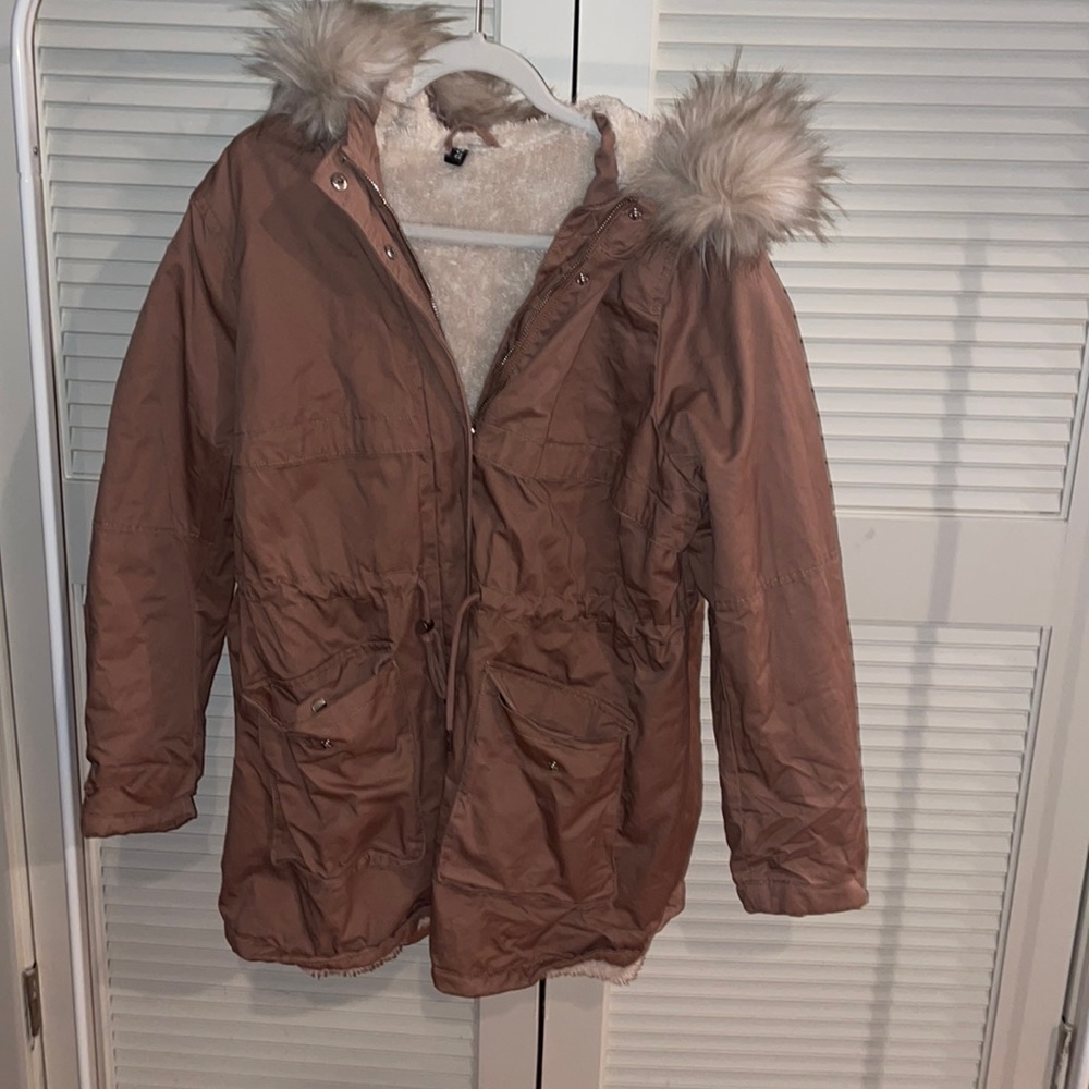H&M Mauve Fur Lined Parka